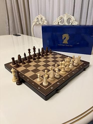 İdman alətləri: Gold Knight Chess Set – Taxta şahmat dəsti Magnit+taxta - — 5
