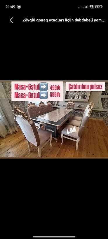 prokat stol stul: Qonaq otağı üçün, Yeni, 6 stul — 1