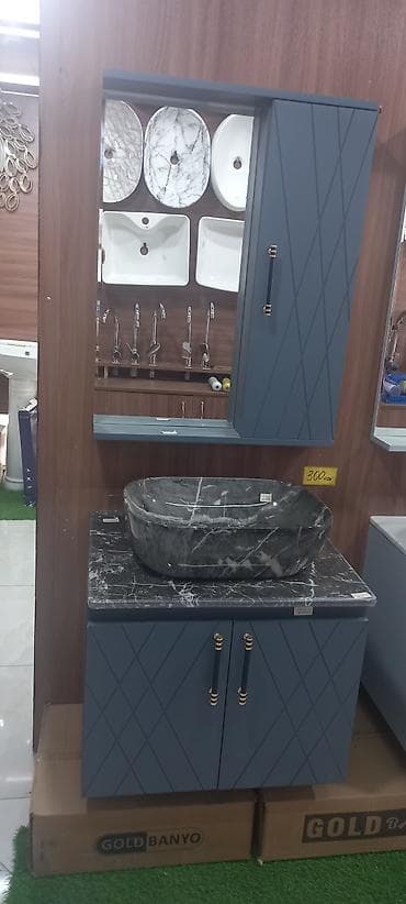 dollar buketi: Banyo möbel dəsti – mərmər üstdən qoyma əl-üzü yuma qabı ilə - Üst — 1
