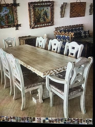 qabaq ustol: Mətbəx üçün, Açılmayan, Dördbucaq masa, 12 stul — 8