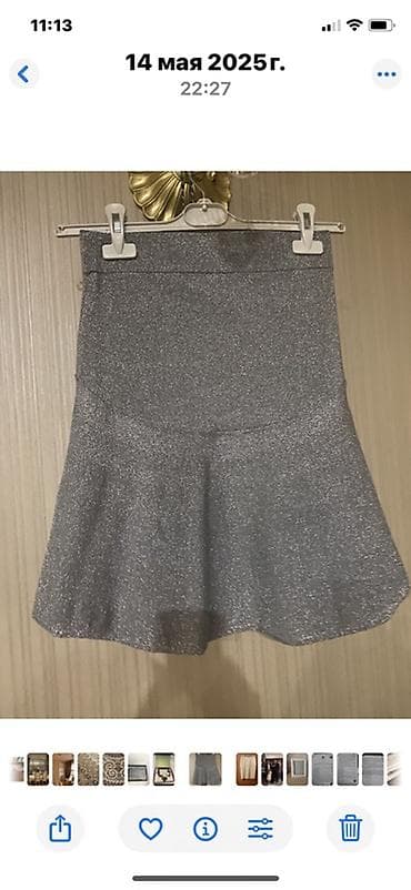 İki ədəd qadın yubkası dəsti 1) Gümüşü rəngdə parıltılı mini yubka -