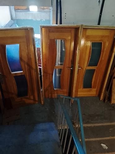 plasmas qapi: Taxta otaq qapıları – şüşə əlavəli model - Material: təbii ağac — 2