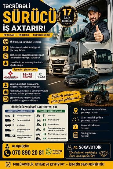 İş: Xüsusi texnika sürücüsü, 36 yaş, stajı 15 il, (E) — 1