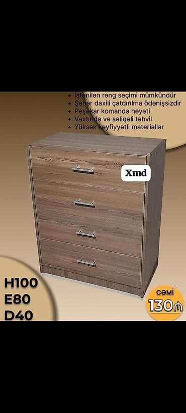 Komodlar: Mebel: 4 çekmeceli komod - Ölçülər: H100 x E80 x D40 sm - Modellər — 2