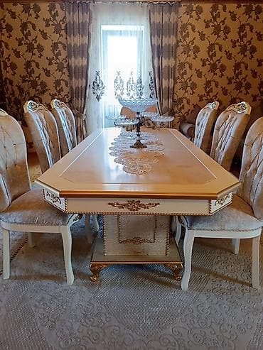 Qonaq otağı üçün, Açılmayan, Dördbucaq masa, 8 stul