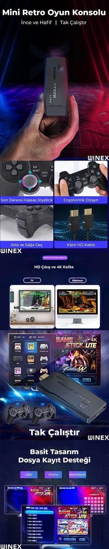 pc: Winex Arcade 2023 Yeni 4KHD Retro Oyun Çubuğu 90-ların Arkada Maşın — 3