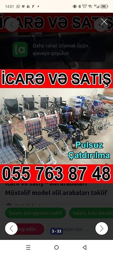 İcarə və satış – əlil arabaları və reabilitasiya avadanlıqları