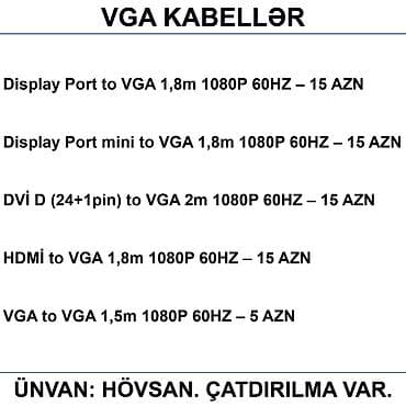 wifi modem usb: HDMİ DVİ VGA Display Port Type-C USB Kabellər 📍Ünvan: Bakı şəh — 5