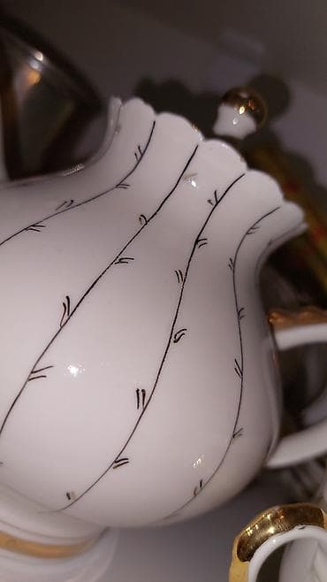 ağ süd: Qəhvə dəsti, rəng - Ağ, Farfor, Almaniya — 8