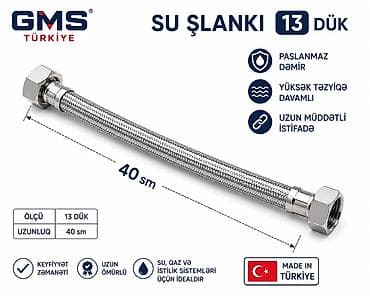 Şlanqlar: GMS Türkiyə su şlanqı – 13 dük, 40 sm (2.30 azn) Xüsusiyyətlər: - — 1