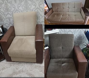 islenmis divan: Б/у, Диван, 2 кресла, Без подьемного механизма, Раскладной — 1