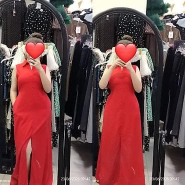 alt paltari instagram: Qırmızı maxi don - Stil: Klassik və zərif siluet, qolsuz - Yaxa — 1