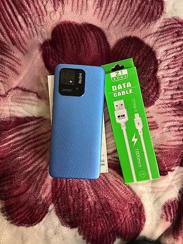 telefonlar yeni: Xiaomi 64 GB, rəng - Göy, 
 Barmaq izi, Face ID — 5