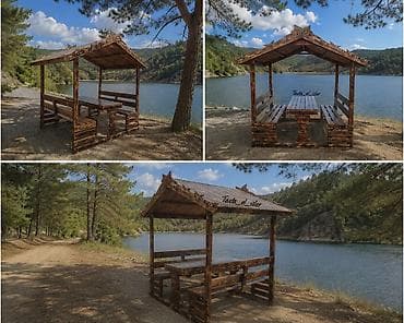Прямоугольный стол, 6 стульев, Нераскладной, Со скамейками, Дерево at lalafo.az Прямоугольный стол, 6 стульев, Нераскладной, Со скамейками, Дерево