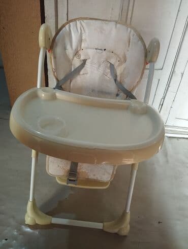 Uşaq yemək kreslosu - Rəng: bej/ağ tonlarda - Yüksək oturacaq – yemək