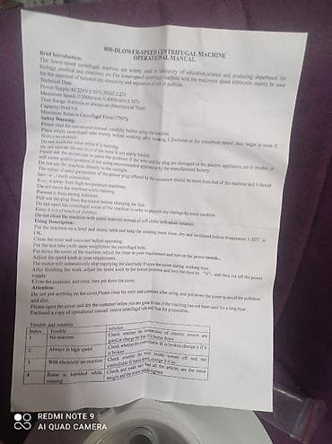 Elektrik Sentrifuqa – Model 800D Texniki göstəricilər: - Gərginlik — 3