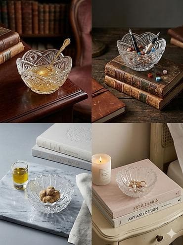 Süfrə ləvazimatları: Məhsul: Şüşə kəsimli xrustal qab ( mürəbbə/konfet qabı) - Material — 1