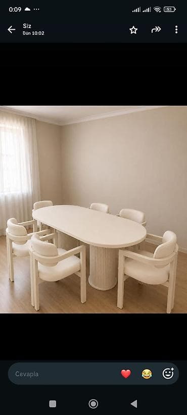 Oval formal masa dəsti – 6 nəfərlik - Rəng: krem/ivori - Dəst: 1 ədəd — 1