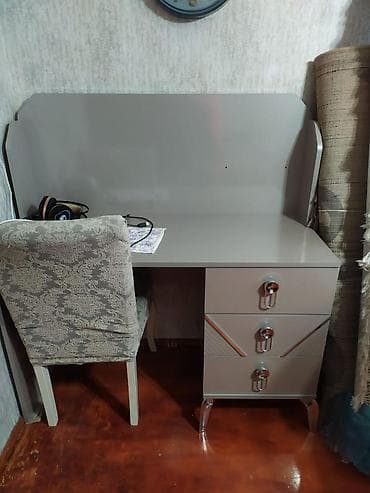 mdf stol: Masa və oturacaq dəsti - Rəng: açıq boz, parlaq səth - Material — 1