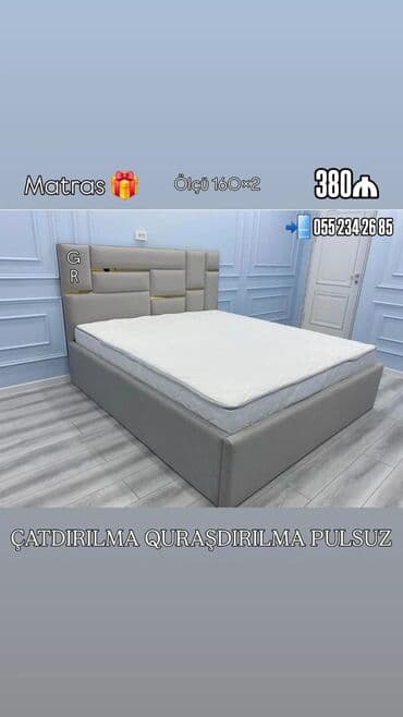 корпусная мебель в рассрочку: Yeni, İkinəfərlik çarpayı, Matras ilə — 6