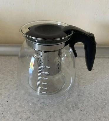 cay: Mətbəx üçün şüşə qablar dəsti - Şüşə çaydan: 1100 ml həcm — 3