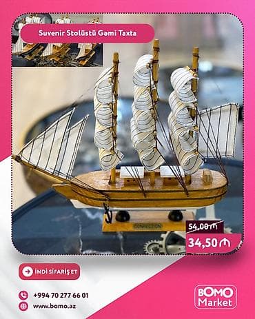 Suvenir Stolüstü Gəmi – Taxta - Material: keyfiyyətli taxta korpus — 1