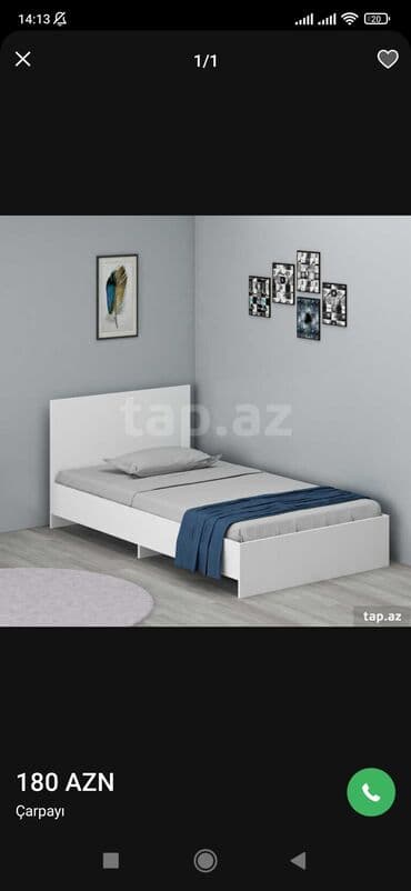 tek neferlik yataq mebeli: Təknəfərlik çarpayı, Bazasız, Matrassız, Siyirməsiz — 1