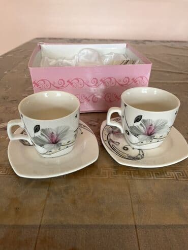 сливочное масло в баку: Кофейный набор, цвет - Белый, Фарфор, 2 персон — 2