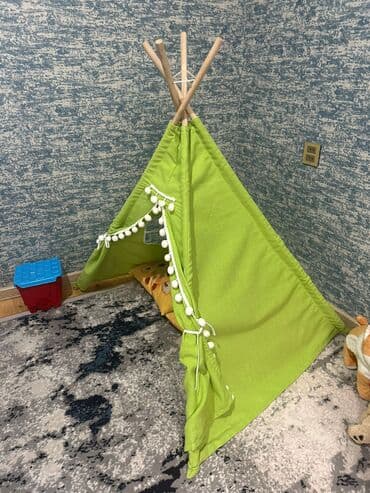 palatka qiymetleri: Uşaq çadırı (teepee tipli) - Rəng: yaşıl - Konstruksiya: taxta — 2