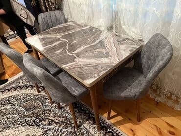 metbex stol stulu: Mətbəx üçün, Yeni, Açılmayan, Dördbucaq masa, 4 stul — 8