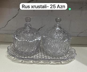 serviz destleri: Rus xrustalı dəst - Klassik rus kəsmə naxışlı kristal dizayn - 2 ədəd — 1