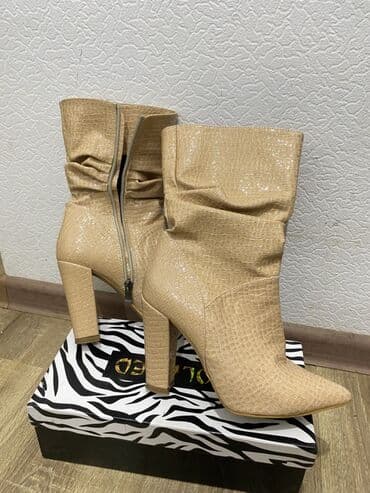 uzun boğaz cekmeler: Çəkmə, Ölçü: 37, rəng - Bej, Yeni — 4