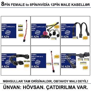 mini printer: 4/6/8/12/24pin/Molex/SATA Kabellər 📍Ünvan: Bakı şəh, Suraxanı ray — 10