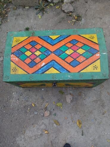 world of tank: Əl işı boyalı taxta sandıq - Material: bərk taxta, metal menteşələr — 1