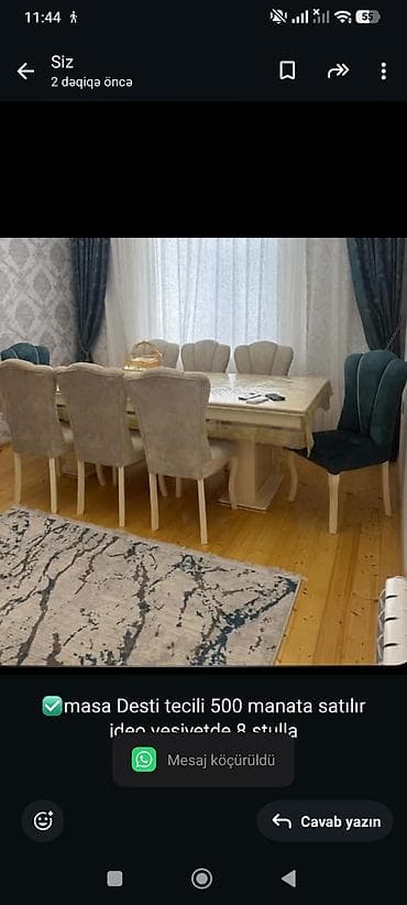 ✅masa Desti tecili 500 manata satılır ideo vesiyetde.8 stulla Bine