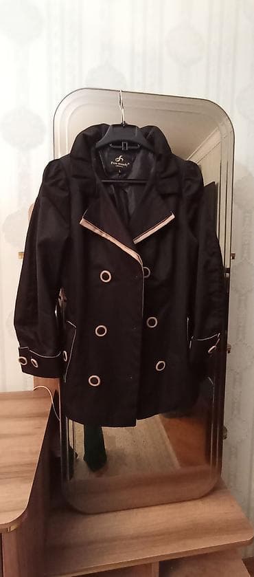 manto: Qadın trench-kot – Free Mandy, - Rəng: qara, krem rəngli haşiyələr — 4