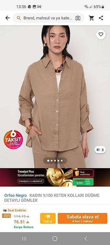 kətan sarocka: Salam metrolara çatdırılma var. Trendyoldan alınıb yenidir istifade — 1