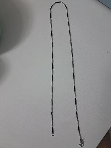 a klas: Gümüş rəngli zəncir boyunbağı - Material: metal ərintisi, gümüş tonlu — 3