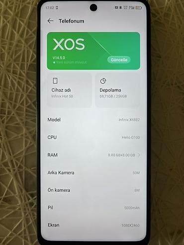 kireditle telefon: Infinix HOT 50, 256 GB, rəng - Qara, Sensor — 8