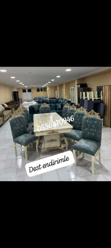 ders masaları: Qonaq otağı üçün, Yeni, Açılmayan, Dördbucaq masa, 6 stul — 5