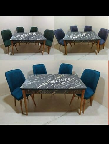 Mətbəx üçün, Yeni, Açılan, Dördbucaq masa, 4 stul