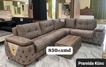 Divan və masa dəstləri: Pramida künc divan dəsti - L‑şəkilli, 5 yerlik künc divan - Yumşaq — 1