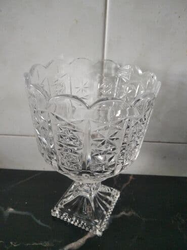 Çaydanlar və qəhvədanlar: Dekor dəstləri 1) Şüşə/kristal meyvə qabı – dərin, səkkizguşəli kəsim — 2