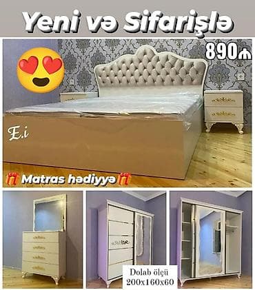 Yataq otağı dəsti – yeni və sifarişlə. Qiymət: 890 ₼ Matras hədiyyə