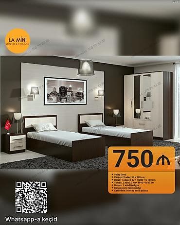 2 təknəfərlik çarpayı, 2 tumba