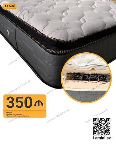 Matraslar: Məhsul: Matras - Ölçü: 160 × 200 sm - Qiymət: 350 ₼ - Çatdırılma — 1