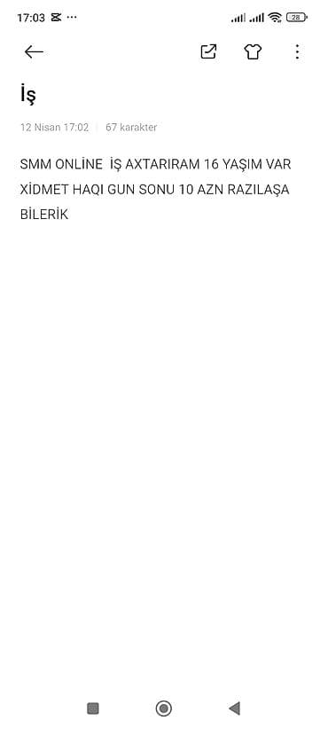 coban isi: SMM onlayn xidmətləri - Smm iş online iş axtarıram 16 yaşım var — 1