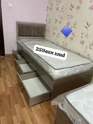 Yeni, Təknəfərlik çarpayı, Bazasız, Matras ilə, Siyirməli