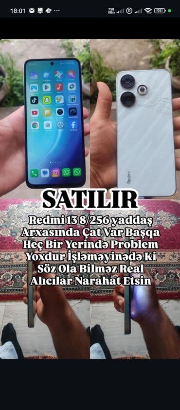 notbuk islenmis: Xiaomi 13, 256 GB, rəng - Mavi, 
 Zəmanət, Sensor, Barmaq izi — 1