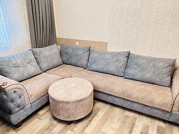 Divan və kreslo dəstləri: Künc divan, Pufik — 3